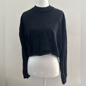 Zara Black long-sleeved stretch crop top, size L
